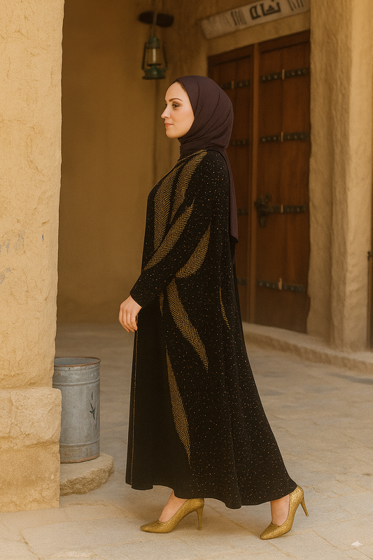 عباية فخمة تطريز الريشة - حرير