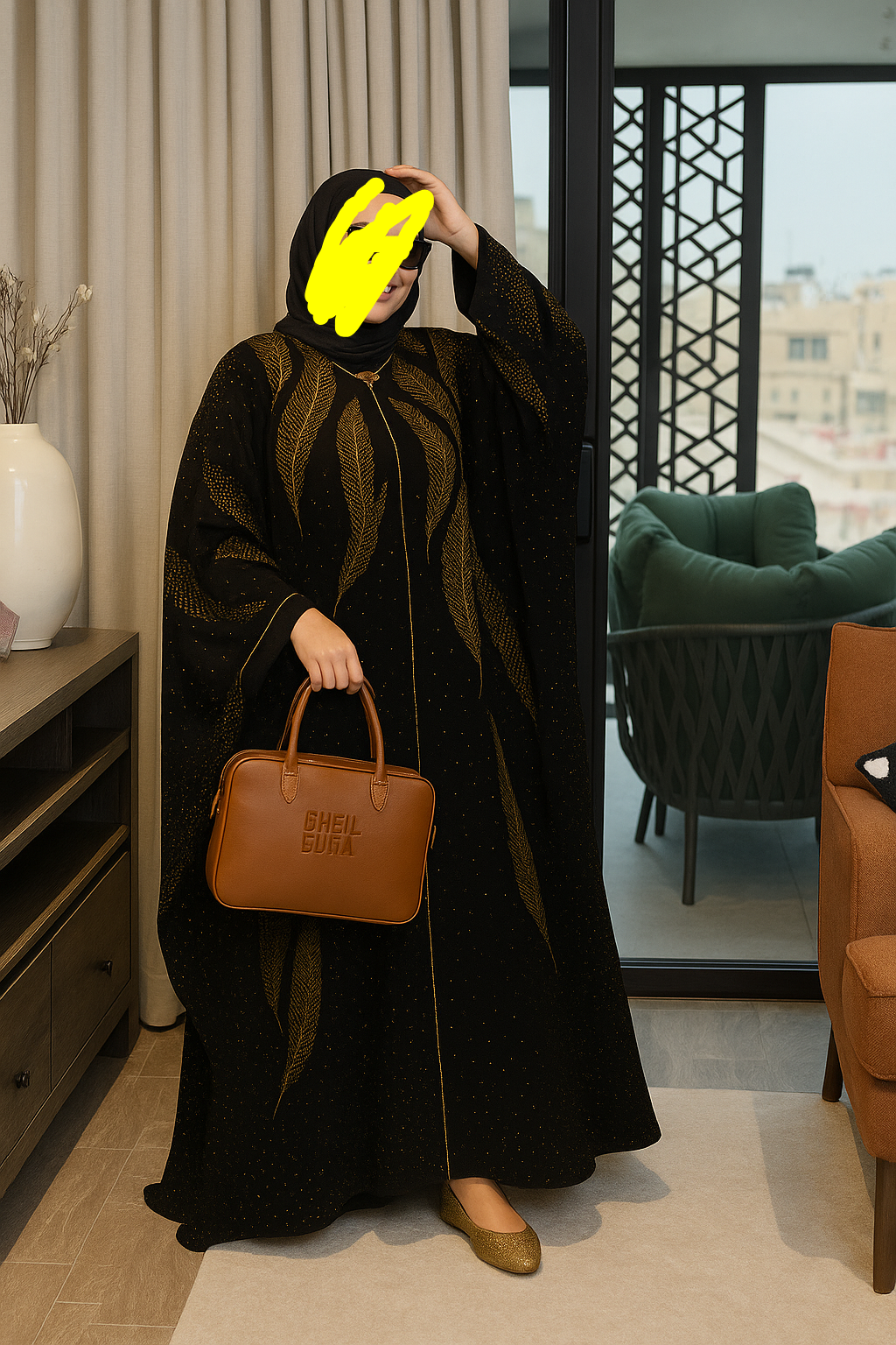 عباية فخمة تطريز الريشة - حرير