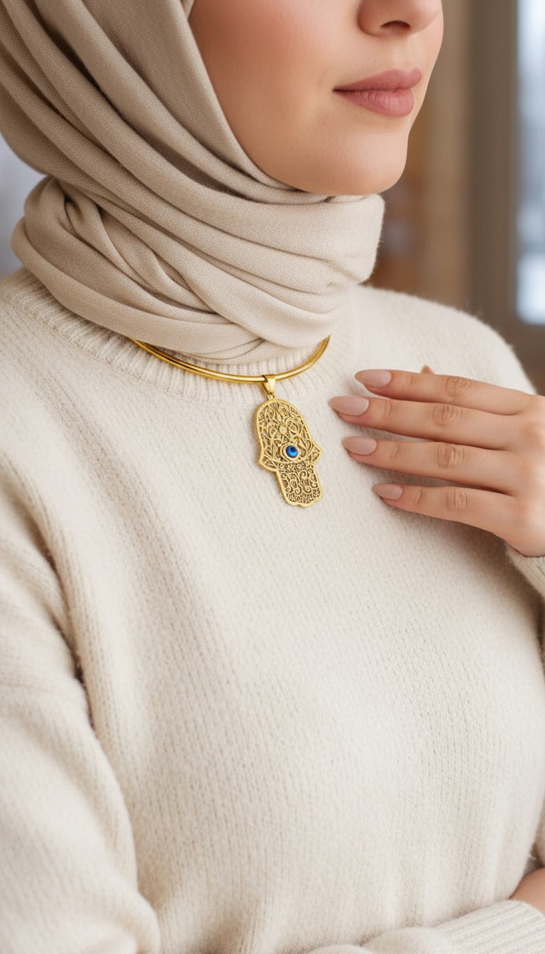 عقد نوره الفريد - مطلي بماء الذهب