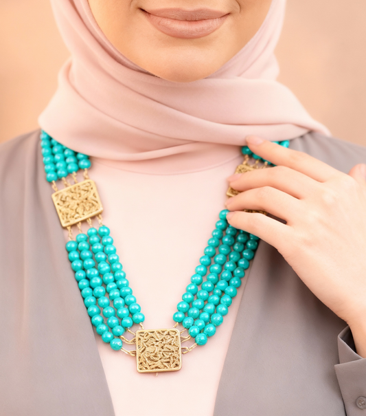 عقد مرام - كريستال بدلايات من نحاس