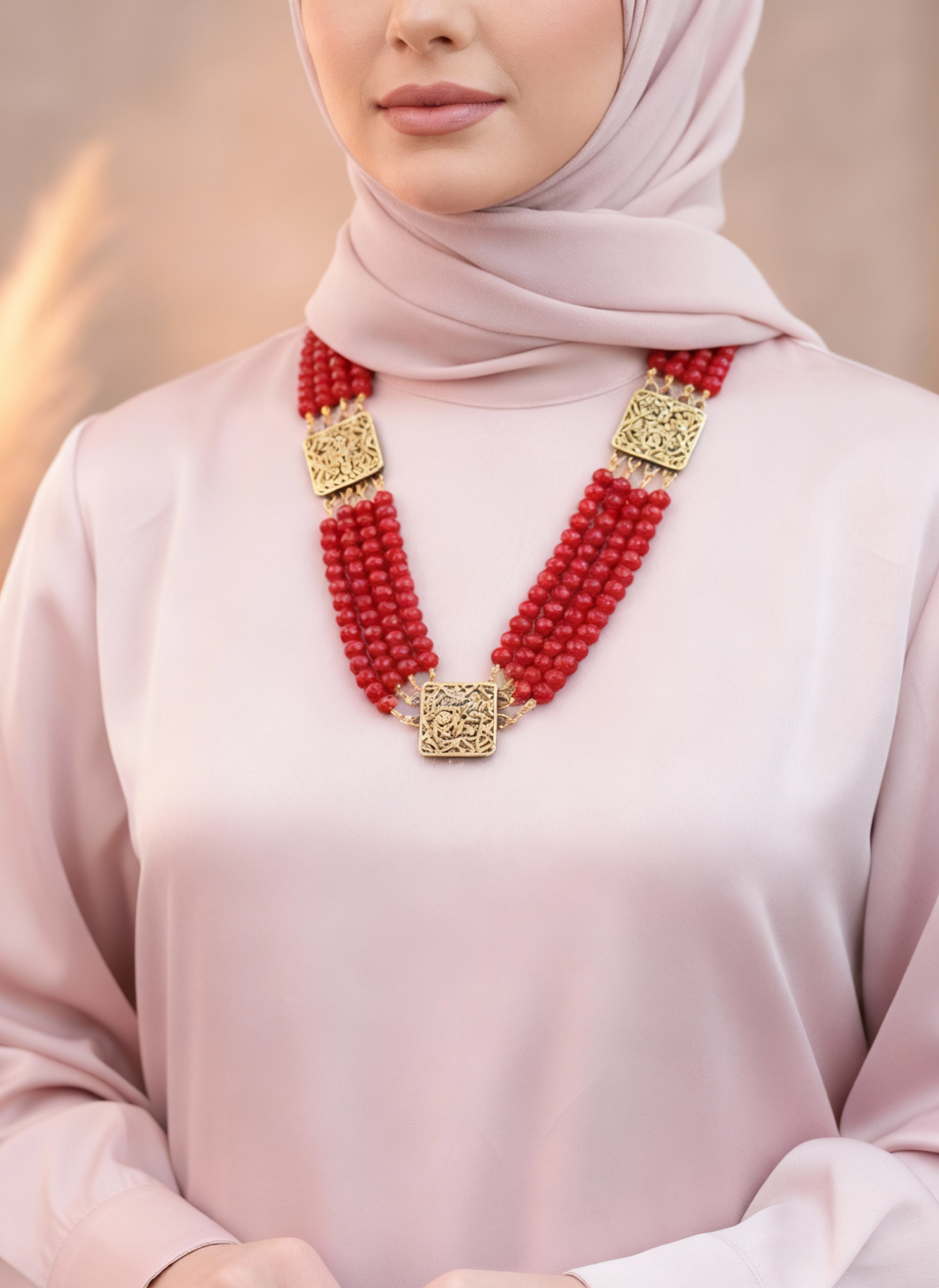 عقد فرح - كريستال بدلايات من نحاس