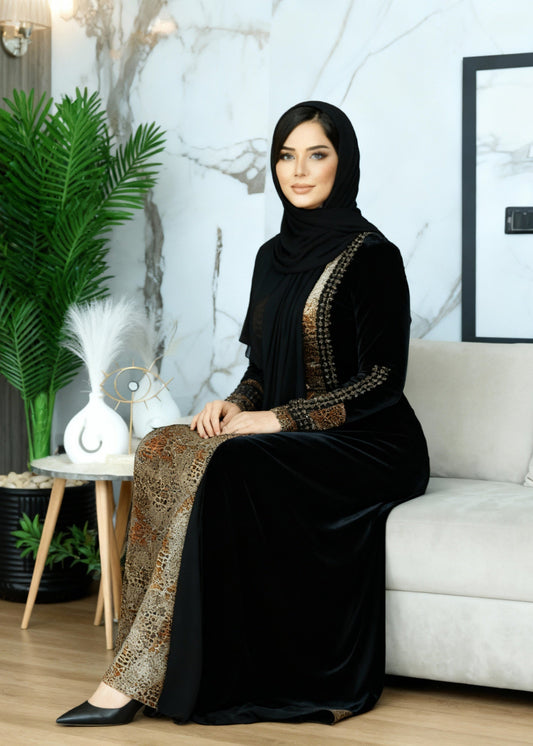 جلابية جلد النمر - قطيفة مخمل ناعم شتاء 2025