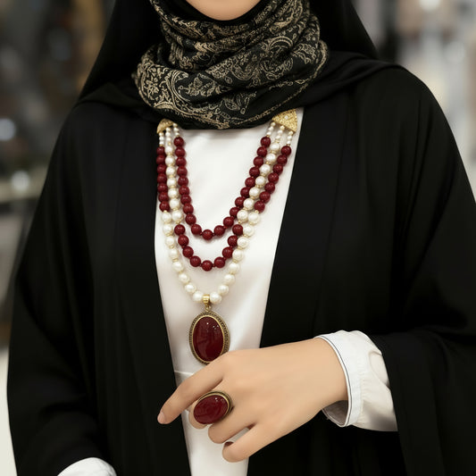 طقم حبيبة مرجان و لؤلؤ