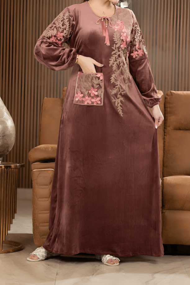 جلابية مريم - قطيفة مخمل ناعم شتاء 2025