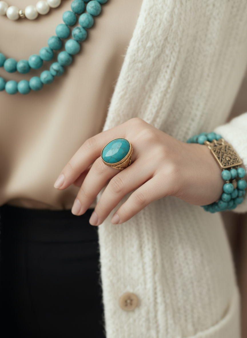 طقم وداد العربي - باحجار اللؤلؤ والعقيق