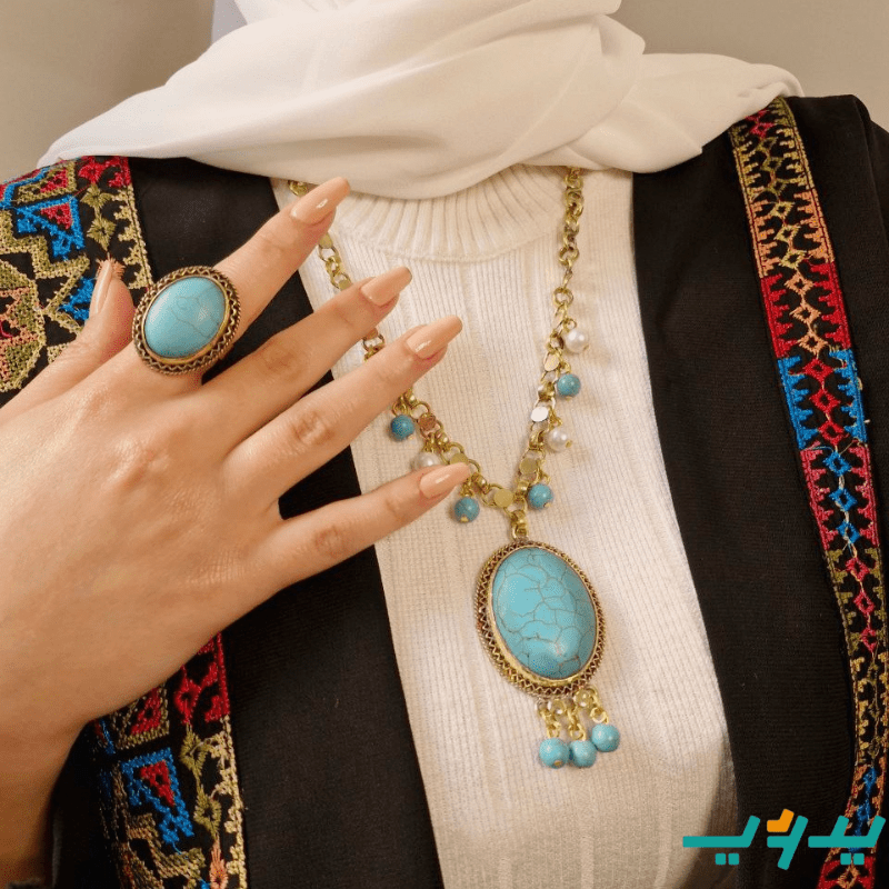 طقم لورا الراقي - من أحجار العقيق والفيروز