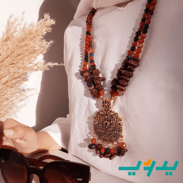 عقد رقية العتيق - عقيق ملون