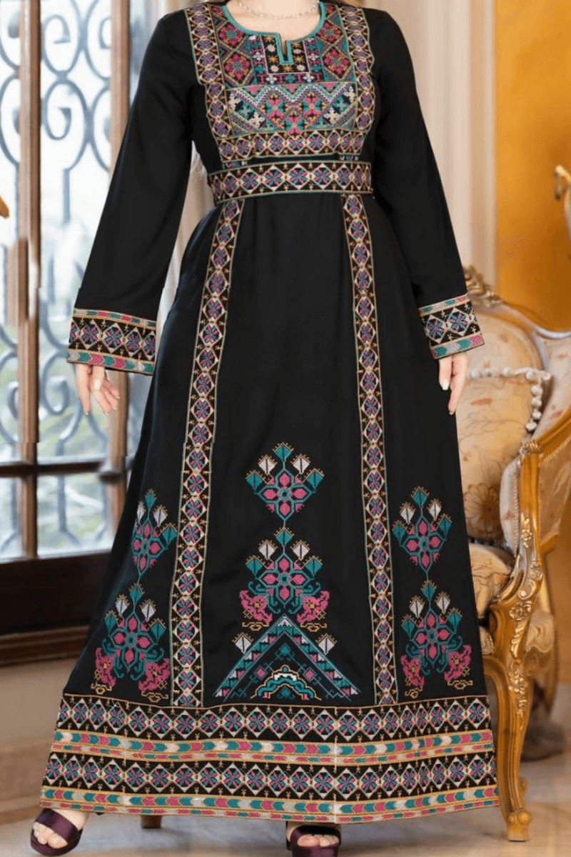 عباية استقبال نازلي بتصميم ملكي - كريب عالي الجودة