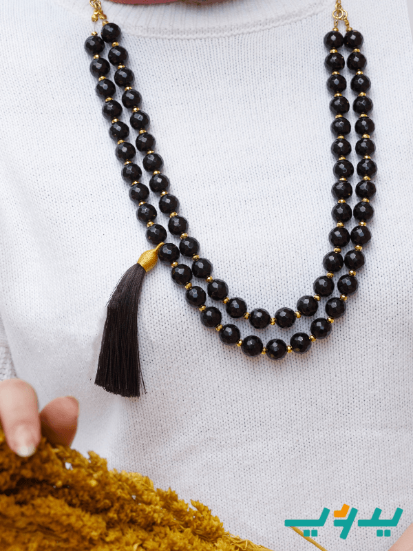 عقد لميس بتصميم راقي - عقيق أسود