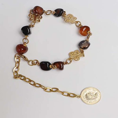 طقم الهلال بحجر العقيق – مطلي بماء الذهب (7562956275926)