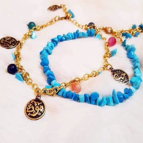 خلخال “مودة” الفيروزي – مطلي بماء الذهب (7562486841558)