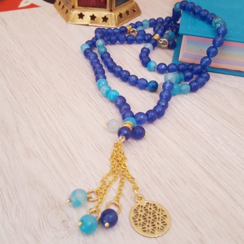 مِسبحة إستبرق – عقيق أزرق ملون (7550702846166)