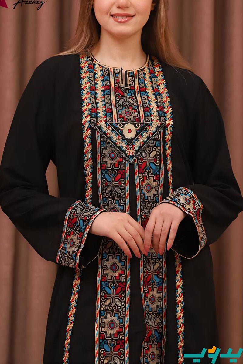 جلابية مسرة - باللون الأسود والبيج (7704006525142)