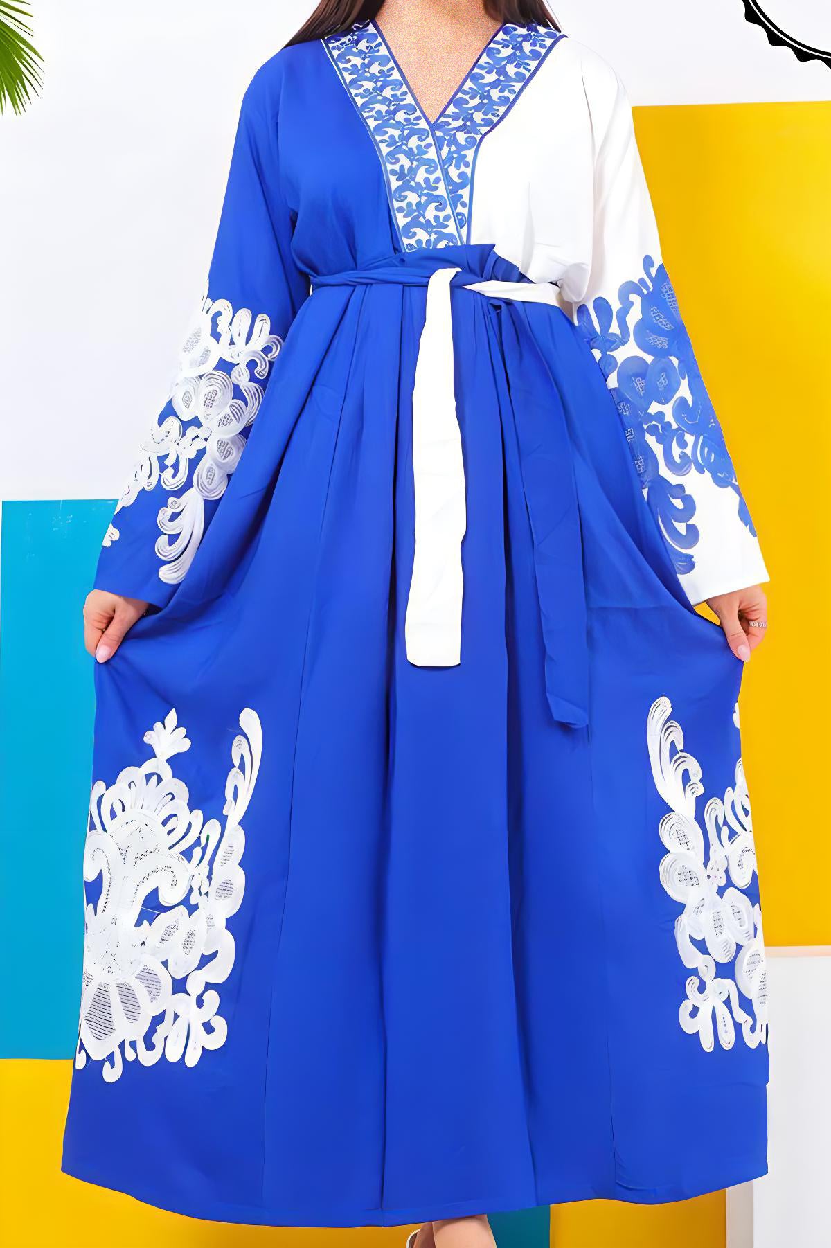 جلابية سما - باللون الزهري و الأبيض (7574113648854)