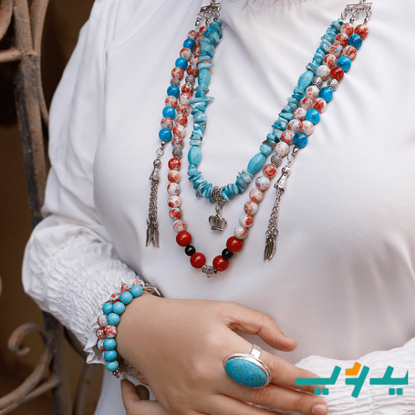 طقم قدريه بالفيروز - مطلي بماء الفضه