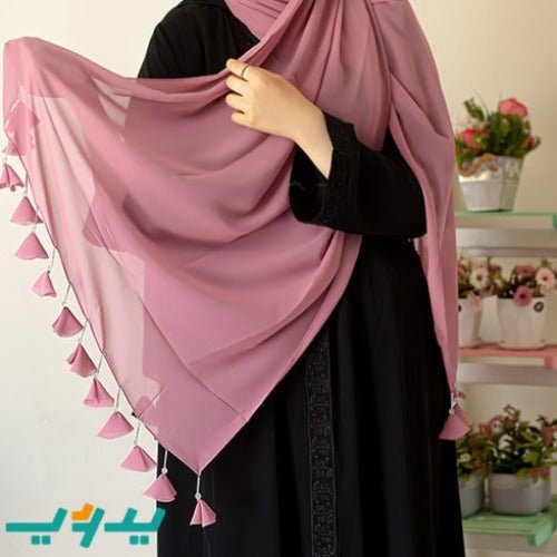 طرحه كريب شيفون بأطراف يدوية – كاشمير (7563117297878)