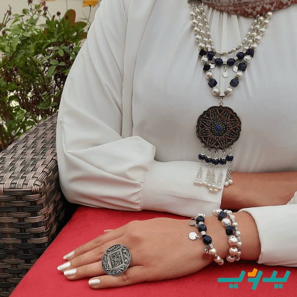 طقم فاتنه بالعقيق - مطلي بماء الفضه
