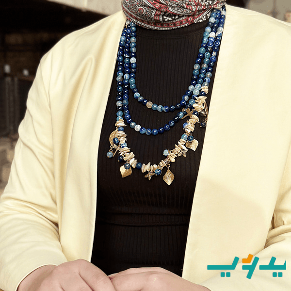 عقد فيكتوريا بتصميم فخم - عقيق أزرق