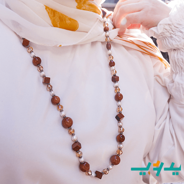 عقد چوهرة من العقيق - مطلي بماء الفضه