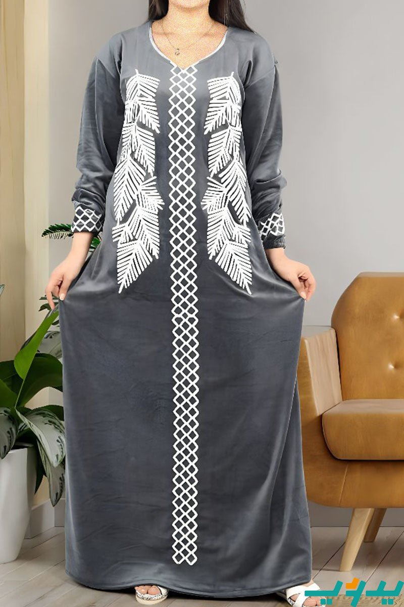 جلابية روهان بتصميم ناعم - قطيفة عالي الجودة