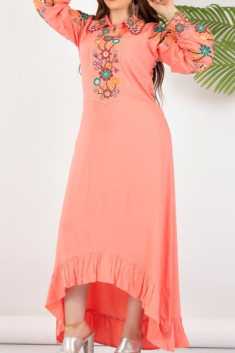 جلابية ريمة المزخرفة بالزهور - قطن