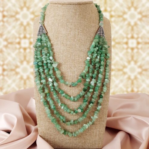 عقد تقاء الفخم – كسر عقيق أخضر (7563855003862)