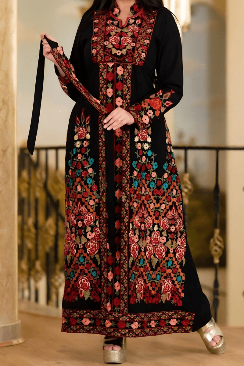 عباية سلسبيل بزخرفات فخمة - كريب عالي الجودة