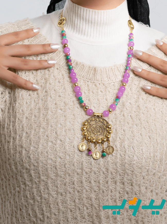 عقد رحاب - مرمر مع كريستال وأحجار الهيماتيد