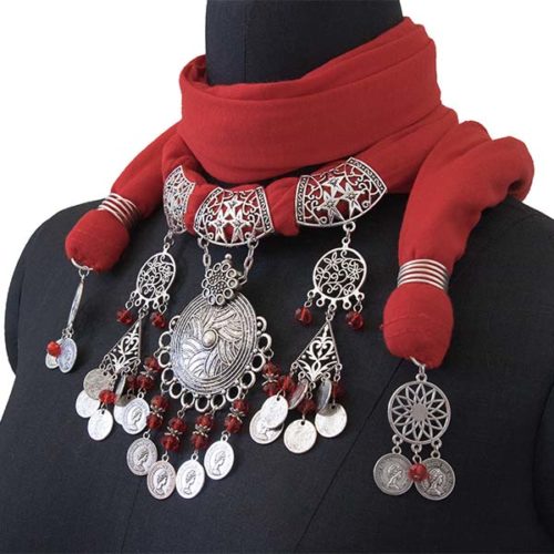 شال رقبه بعقد و دلايات العقيق – أحمر (7550574362838)