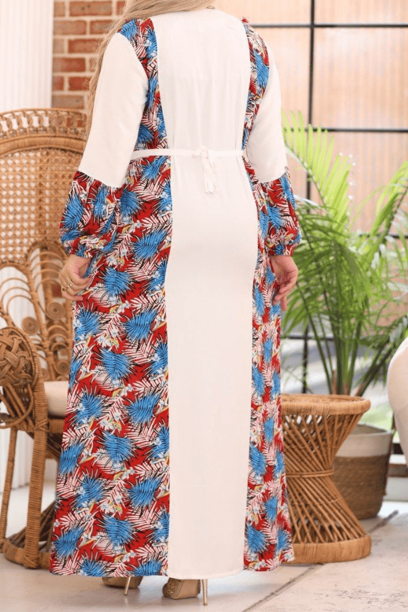 جلابية حلا مزخرفة بقماش مشجر - قطن