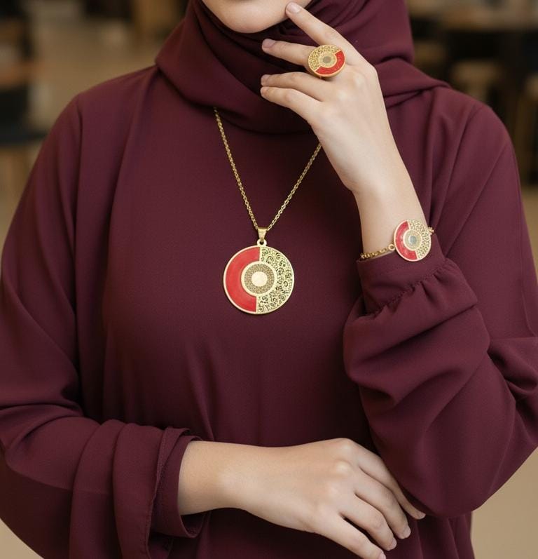 طقم ميساء الدائري - مطلي بماء الذهب