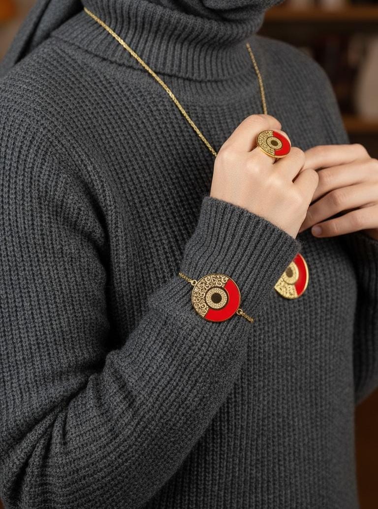 طقم ميساء الدائري - مطلي بماء الذهب