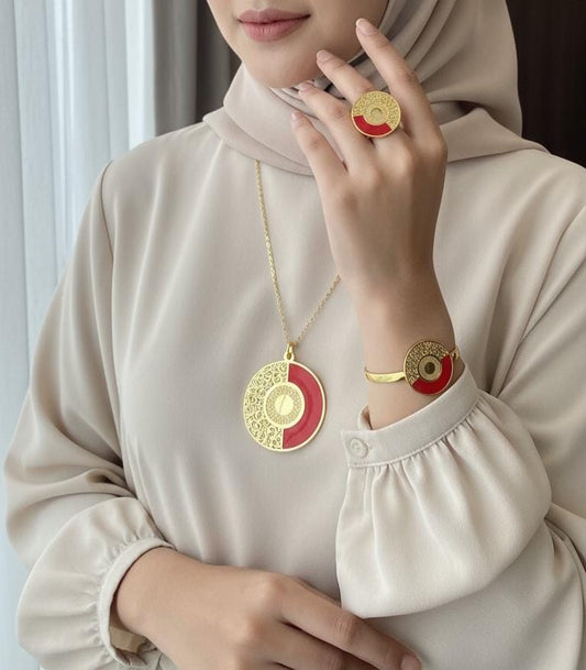 طقم ميساء الدائري - مطلي بماء الذهب