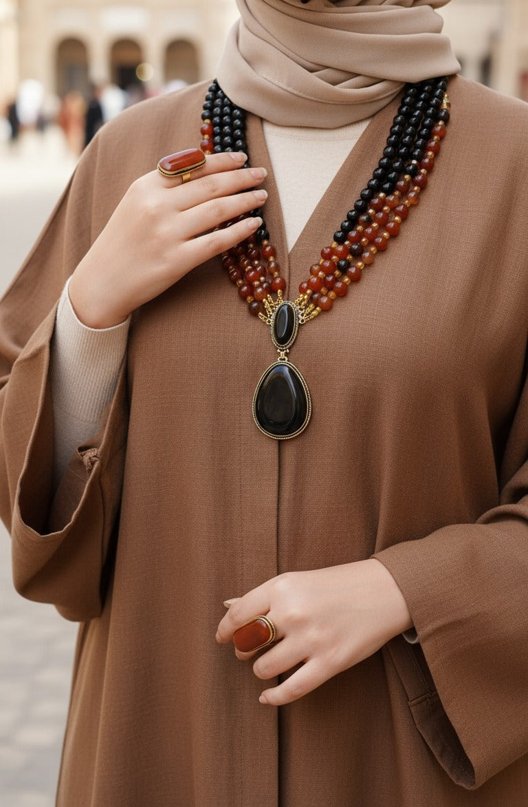 طقم داليدا من حجر العقيق