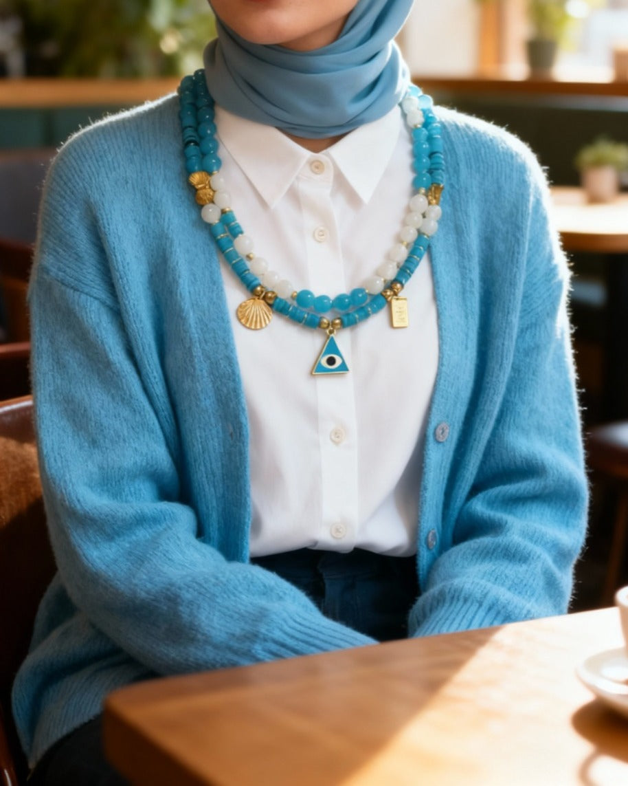 عقد جومانا من التركواز والعقيق