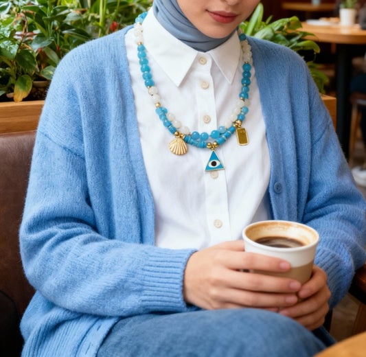 عقد جومانا من التركواز والعقيق