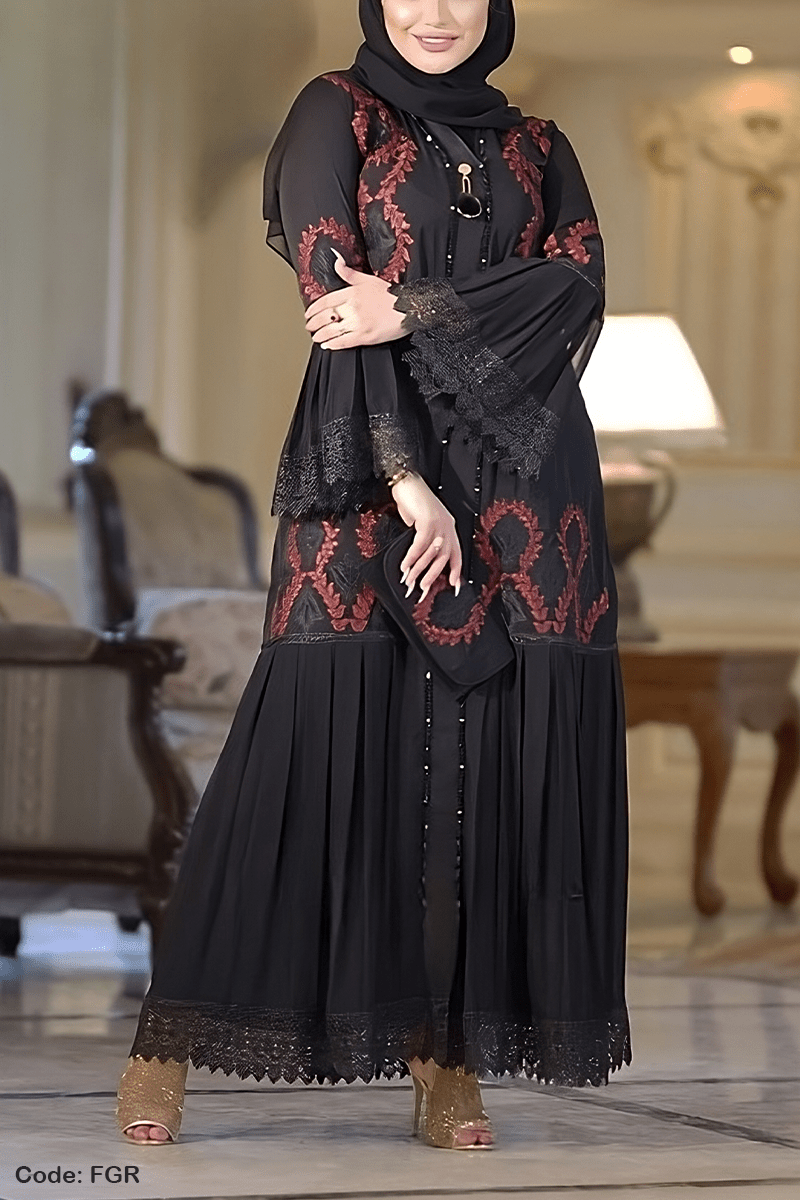 عباية زهرة - حرير وشيفون