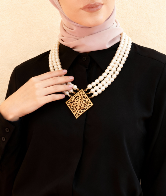 عقد سولافه - لؤلؤ بدلاية نحاس