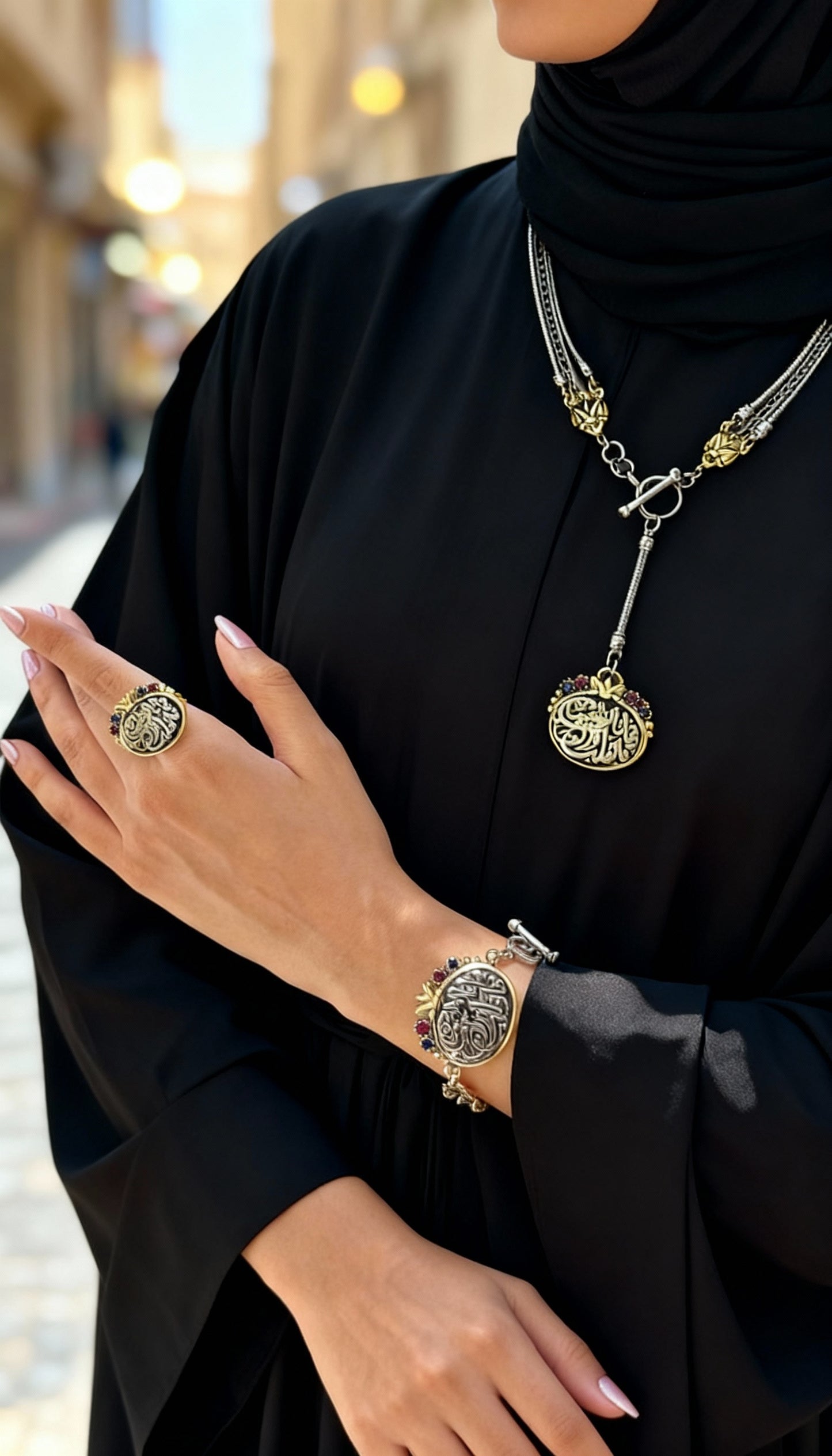 طقم خط عربي مطلي ذهب و فضة