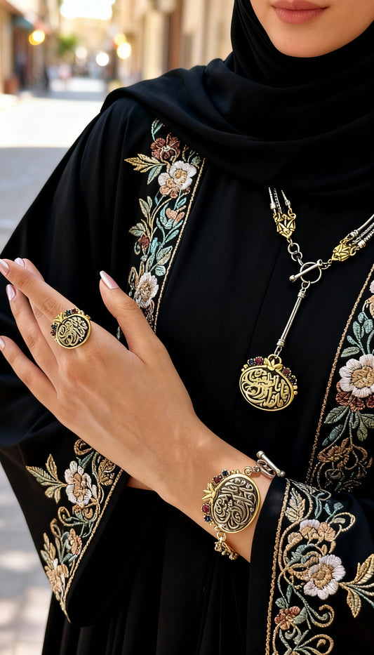 طقم خط عربي مطلي ذهب و فضة