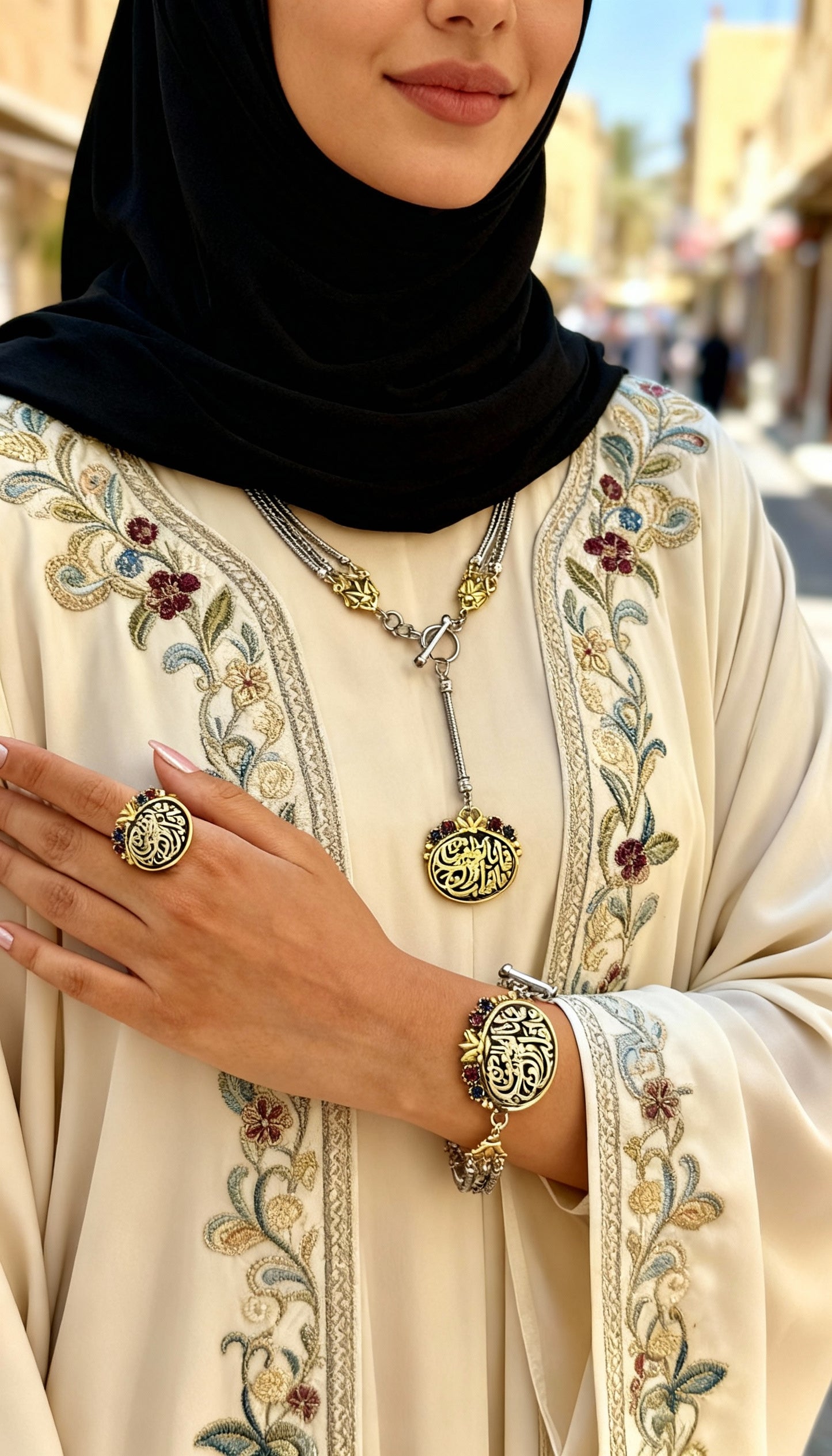 طقم خط عربي مطلي ذهب و فضة