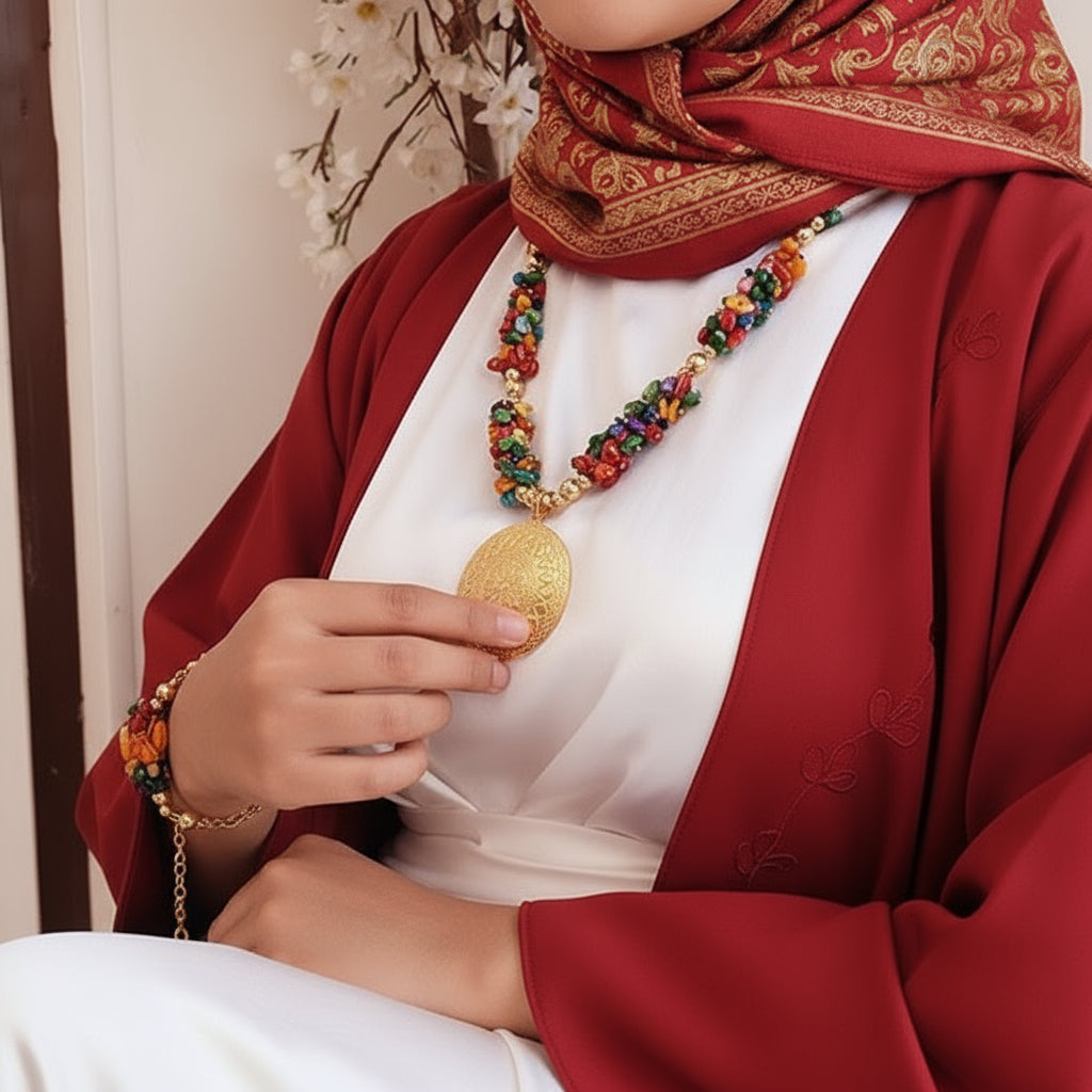 طقم فيروز من كسر الصدف الملون