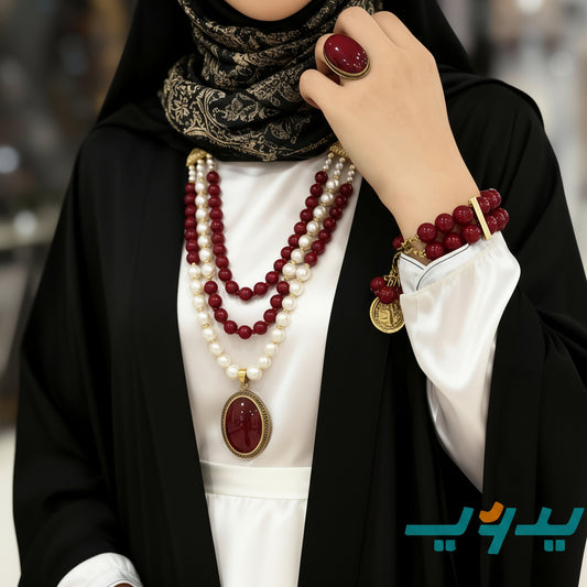 طقم حبيبة مرجان و لؤلؤ