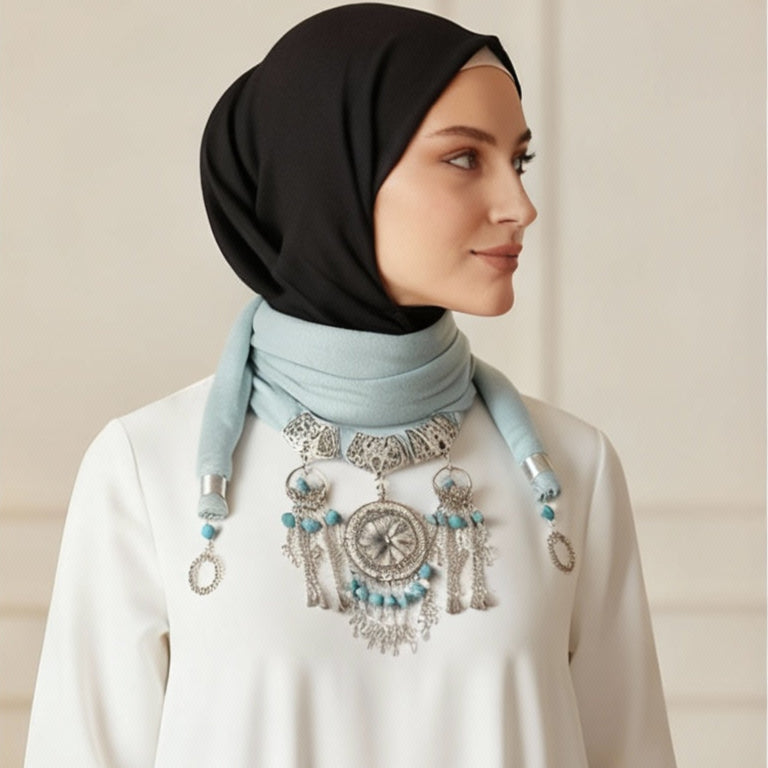 شال رقبة سارة الأزرق سماوي