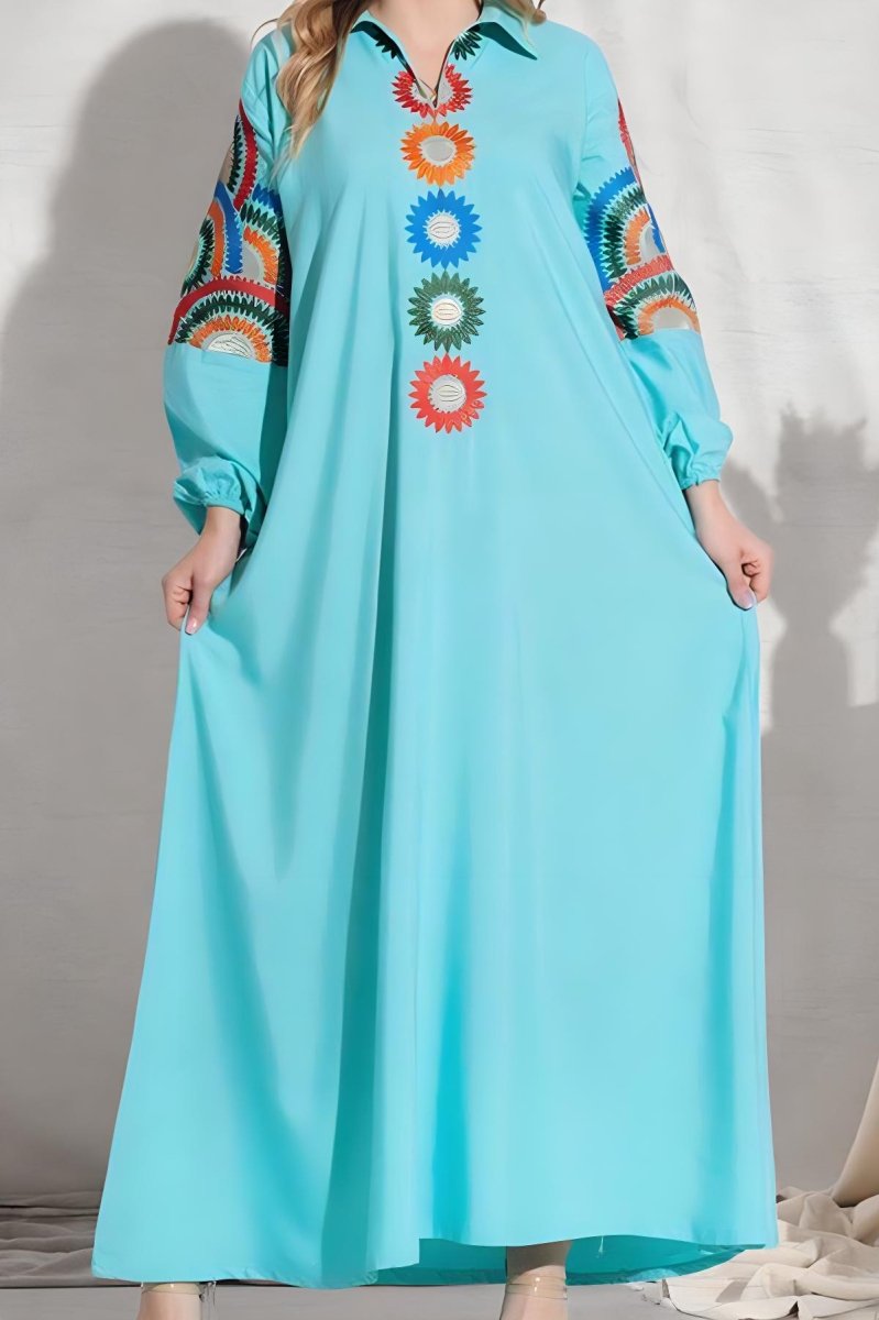 جلابية ريحانة - أبيض، عنابي، كحلي، ازرق وأصفر (7574100345046)