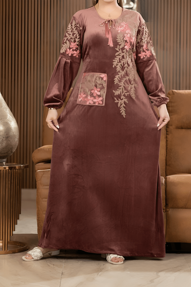 جلابية مريم - قطيفة مخمل ناعم شتاء 2025