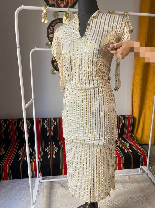 جلابية نانسي - أبيض و ذهبي
