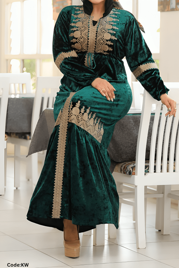 جلابية سالي - قطيفة مخمل ناعم شتاء 2025