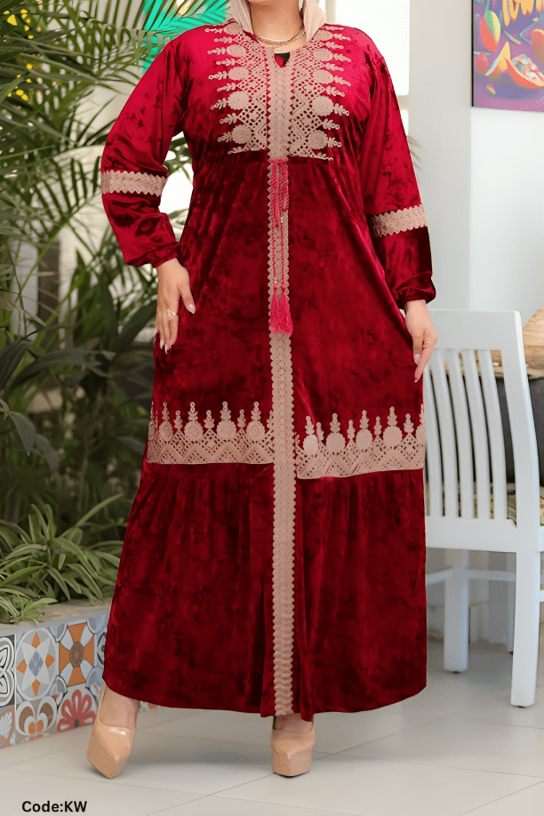 جلابية سالي - قطيفة مخمل ناعم شتاء 2025