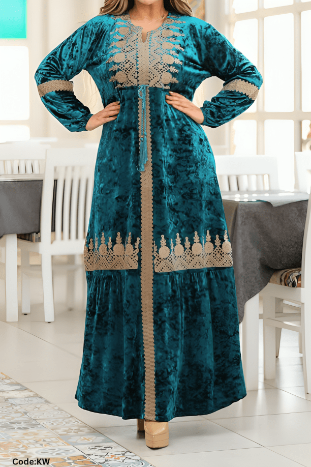 جلابية سالي - قطيفة مخمل ناعم شتاء 2025